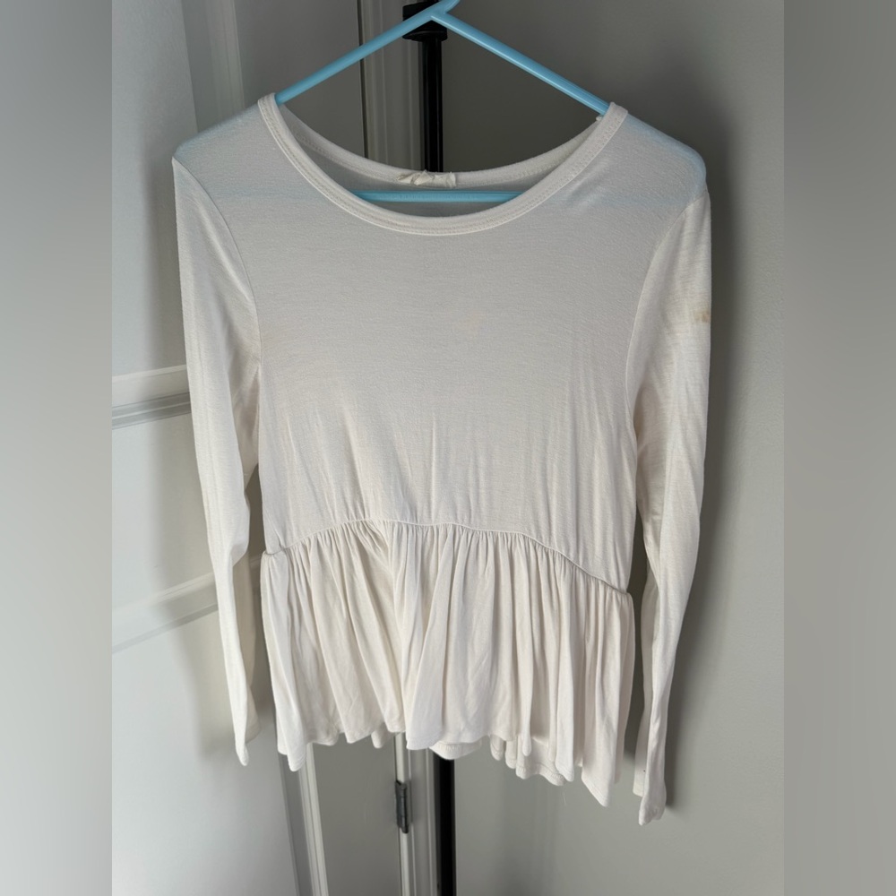 Ultra Flirt Cream Long Sleeve Peplum Top